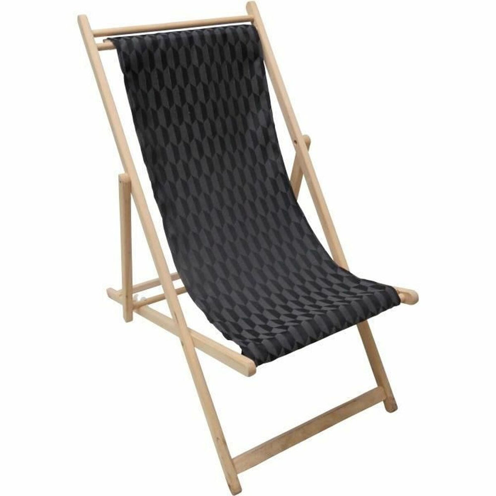 Tumbona Jardin Prive Negro Geométrico 132 x 55 x 35 cm Madera de haya