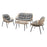 Conjunto de Mesa con 3 Sillones DKD Home Decor Gris Metal Cristal ratán sintético 130 x 76 x 83 cm