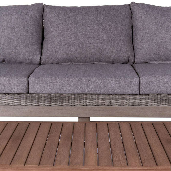 Sofá de Jardín Patsy Gris Aluminio Ratán Madera de acacia 220 x 89 x 64,50 cm