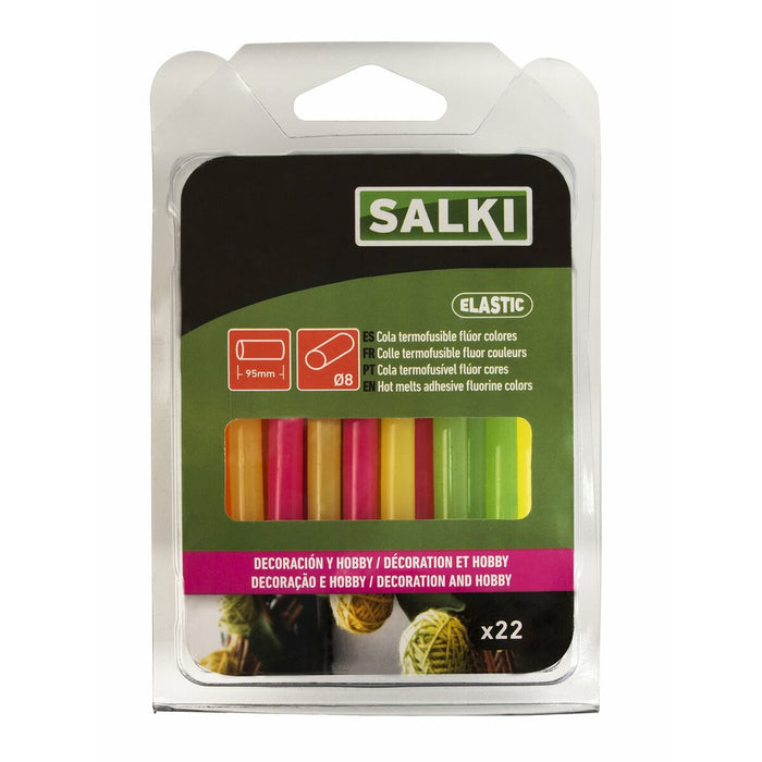 Barras de cola termofusible Salki 430106 Multicolor Decoración Flúor Ø 8 x 95 mm 105 g (22 Unidades)