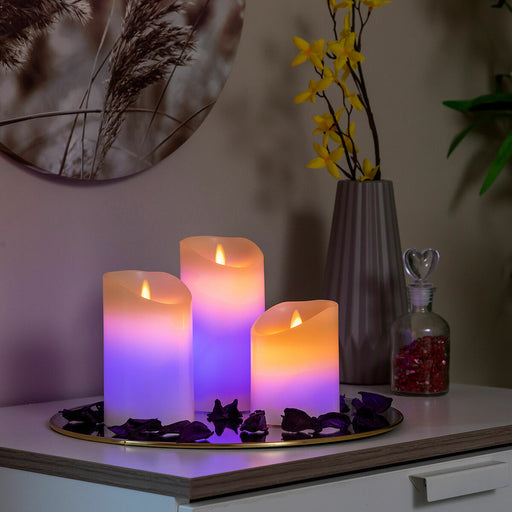 Velas LED Multicolor Efecto Llama con Mando Lendles InnovaGoods 3 Unidades