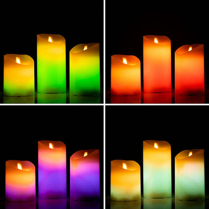 Velas LED Multicolor Efecto Llama con Mando Lendles InnovaGoods 3 Unidades