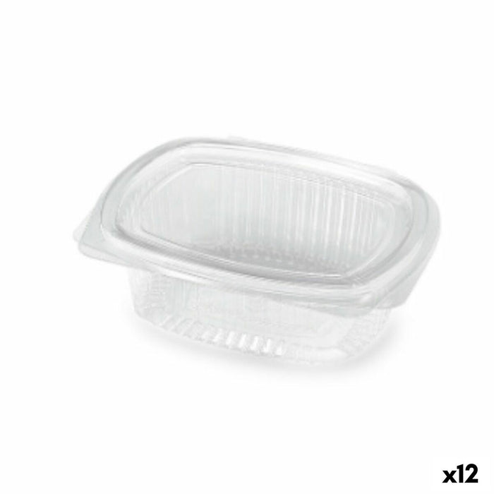 Recipiente Conservador de Alimentos Algon Reutilizable 375 ml Transparente Ovalado 15 x 11 x 5 cm (12 Unidades)