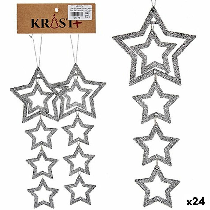 Set Adornos de Navidad Estrella Plateado 19 x 0,2 x 23 cm (24 Unidades)